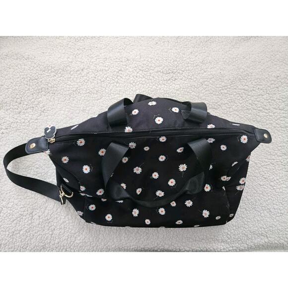 Alice+Olivia Black Duffle Bag Daisy Print - Picture 6 of 12